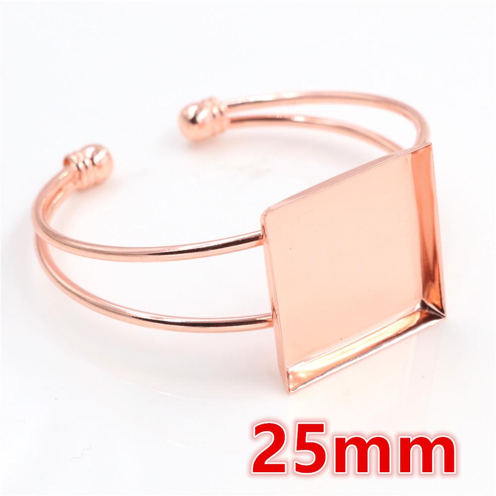 1 Piece Fit 20mm/25mm Square Cabochons Bangle Bracelet Blank Base Setting Tray Bezel DIY Jewelry Making Accessories Findings
