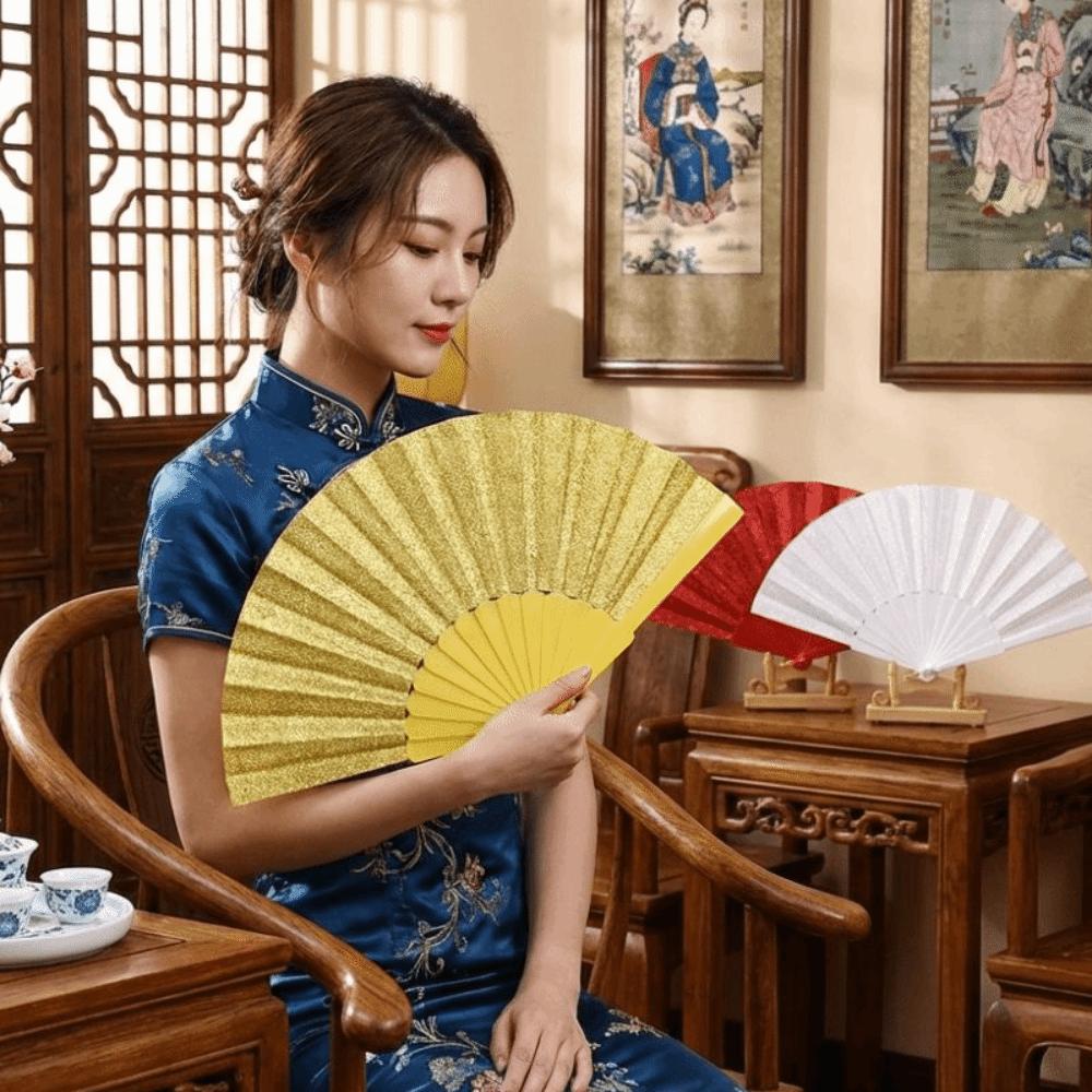 Vibrant Plastic Glitter Fan Handheld Dance Fan Elegant Accessory Classic Fan  Artistic Performances