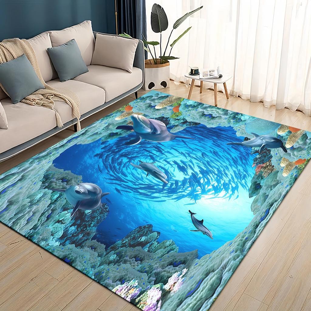 27 Style 3D Illusion Pattern Hallucination Underwater Dino Carpet Rug for Living Room Bedroom Home Sofa,kids Non-slip Floor Mat