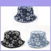 Small Fresh Flower Embroidery Denim Fisherman Hat For Sun Protection And Breathability