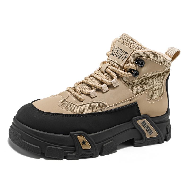 

Дизайнерские мужские ботинки на шнуровке с толстой подошвой, удобная обувь для мужчин, повседневные ботинки до щиколотки в ковбойском стиле, мужская обувь для улицы 44 верблюд