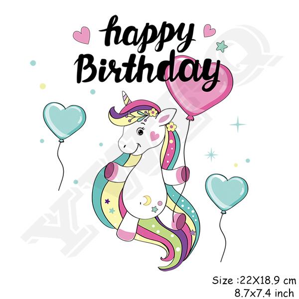 Flower Unicorn Stickers for Girls Boy Gift Badges Diy Accessory Heat Transfer Clothing Decor Patches