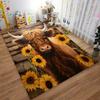 Highland Cow and Sunflowers Carpet Non-slip Rug Suitable for Living Room and Bedroom Sofas