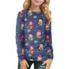 Children's Witch  Printed Long Sleeved Round Neck Top With Floral Print For Daily Casual T-shirt
