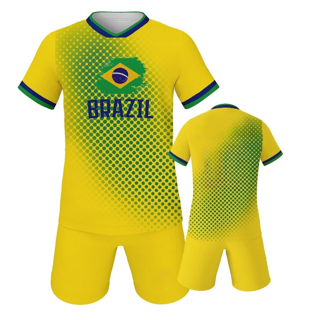 Soccer Jersey Set Brazil Football Shirt for School Team Club Practice Soccer Uniform