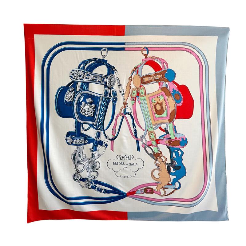 NINA SOLOR Color-Blocked Saddle Silk Wool Scarf