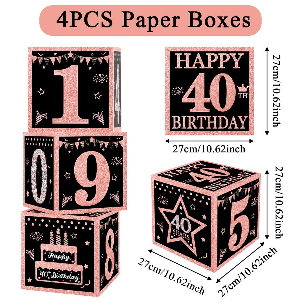 Black Pink Birthday Box 16 21 30 40 50 Year Birthday Party Decor Kids 30th 50th 60th Birthday Party Supplies Favors Anniversary