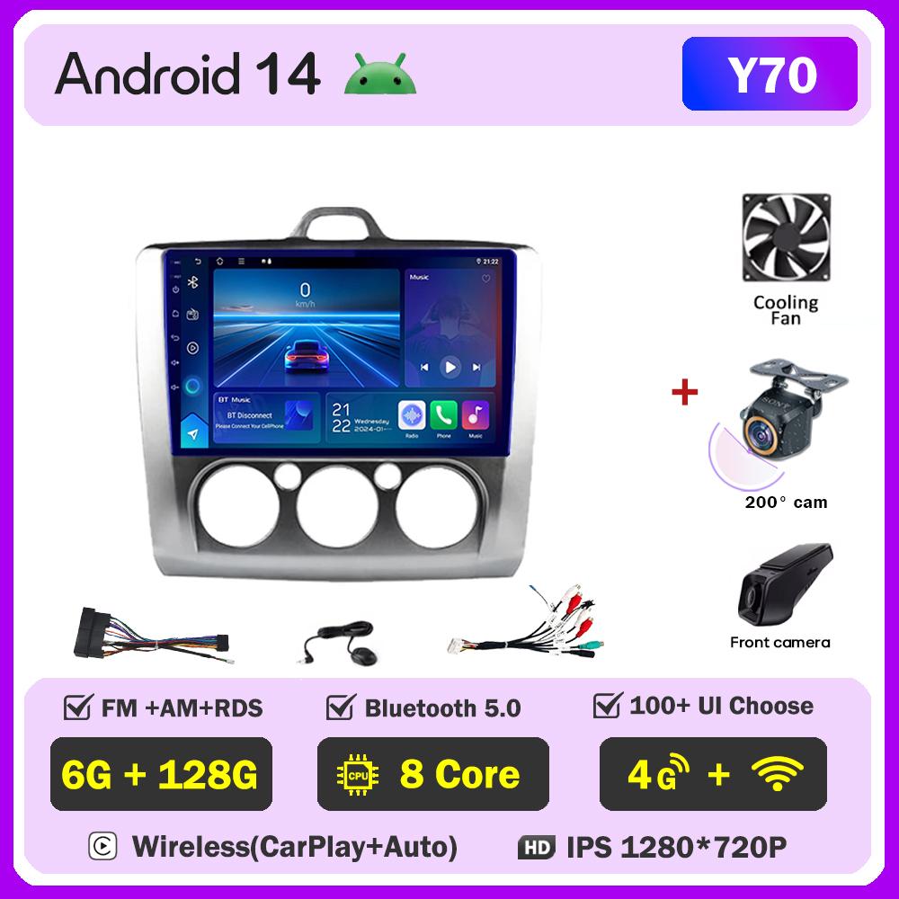 For Ford Focus 2 Mk2 2004-2011 Car Radio Player Car Carplay Screen Autoradio Mirror Link Car Intelligent Systems 8 Core RDS 4G