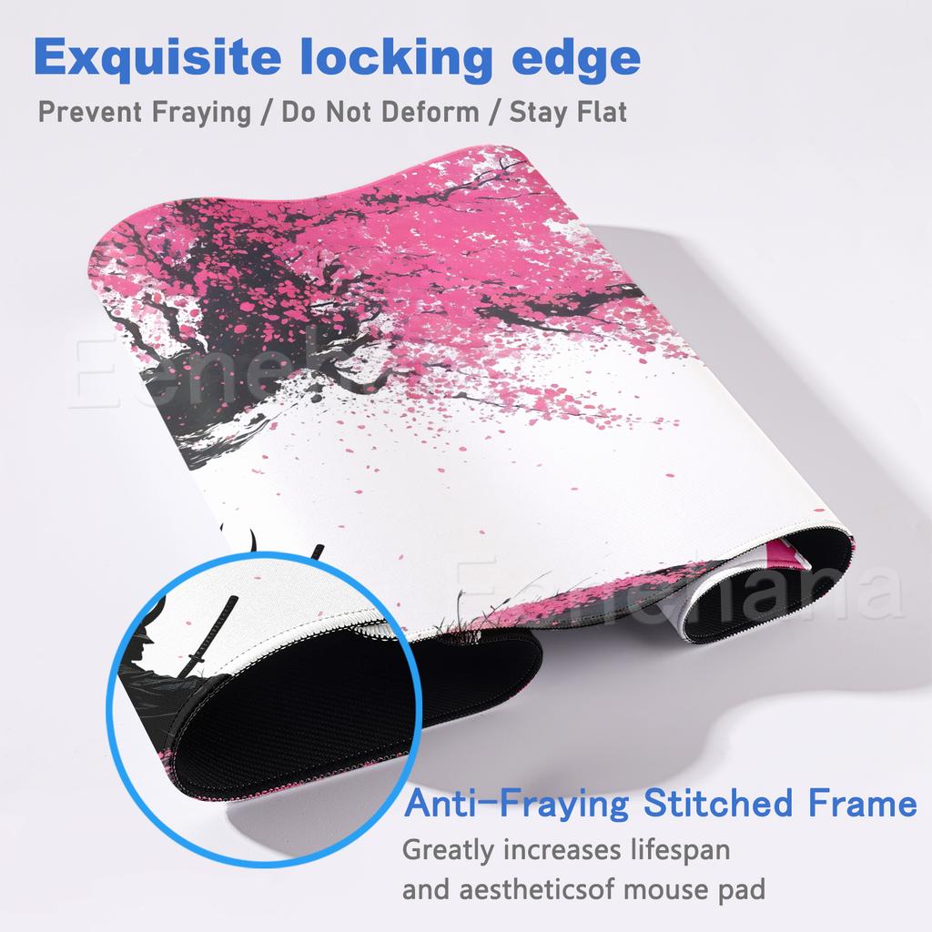 Sakura Samurai Schwarzes Mauspadd Tuschemalerei Kunst Tischmatte Gamer Gaming Laptop Teppich PC Büro Zubehör E-Sport Großes Mauspadd