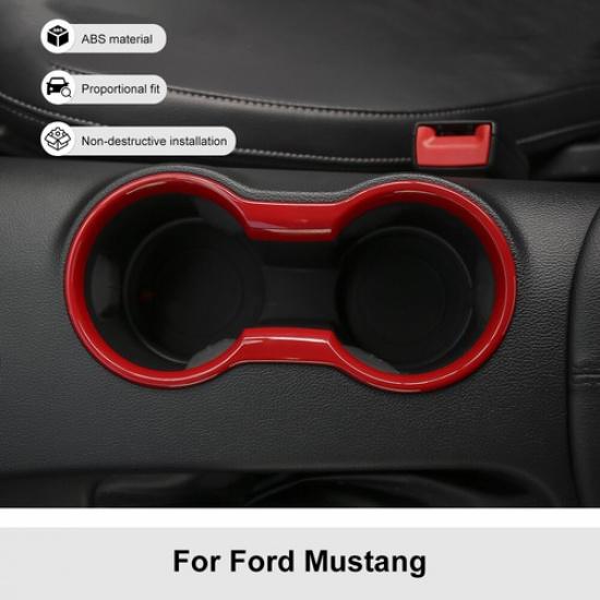 Car Central Gear Cup Holder Ring Cover Trim Bezel Decor Red For Ford Mustang 15+