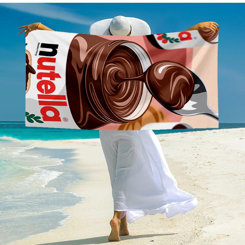 Ultra-Soft Beach Towel with Nutella Theme,Ideal for Pool - Camping, Diving - Perfect Travel Essential, Vibrant Beach Towel.