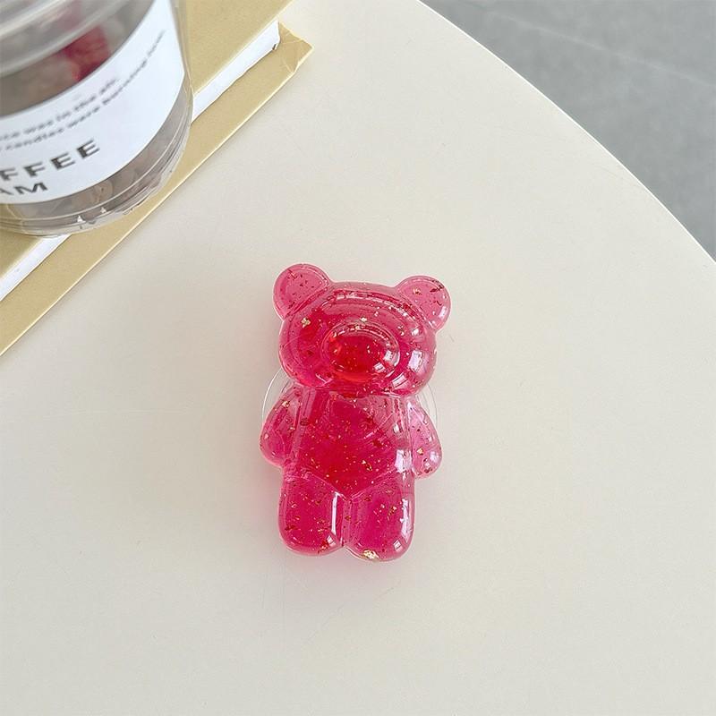 Ins Transparent Bear Mobile Airbag Bracket Korean Gold Foil Back Adhesive Creative Desktop Stable Cross Border Wholesale
