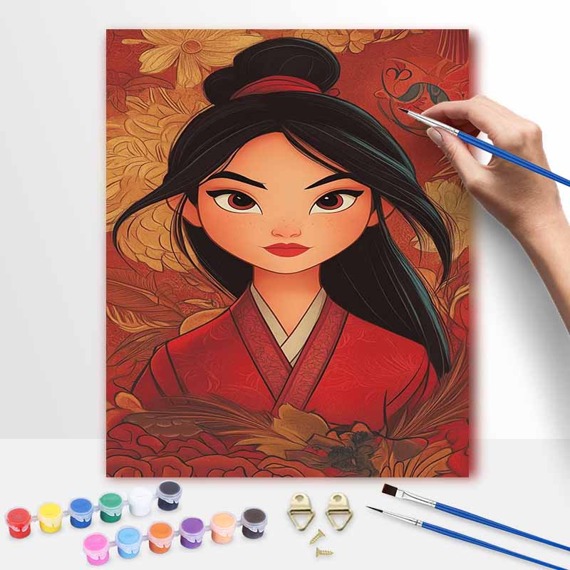 Disney Mulan Paint By Number Kit Mulan Art Drawing Canvas DIY Picture Home Decor Disney Mulan Paint By Number Kit Mulan Art Canvas 130 20x30cm