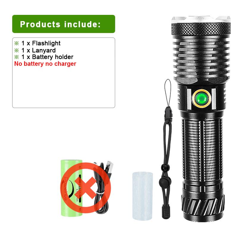 

9900LM Ультра мощный фонарик 5000 мАч перезаряжаемый светодиодный фонарик высокой мощности 2000 м дальний фонарь уличный фонарь для кемпинга no battery