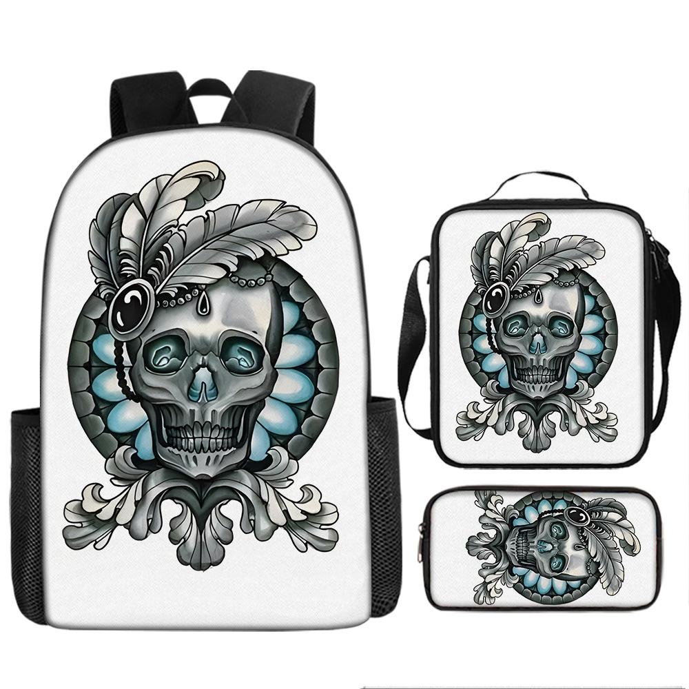Skull Schoolbag for Primary School Students, Kindergarten New Schoolbag for Boys and Girls, Grades 2345 and 6