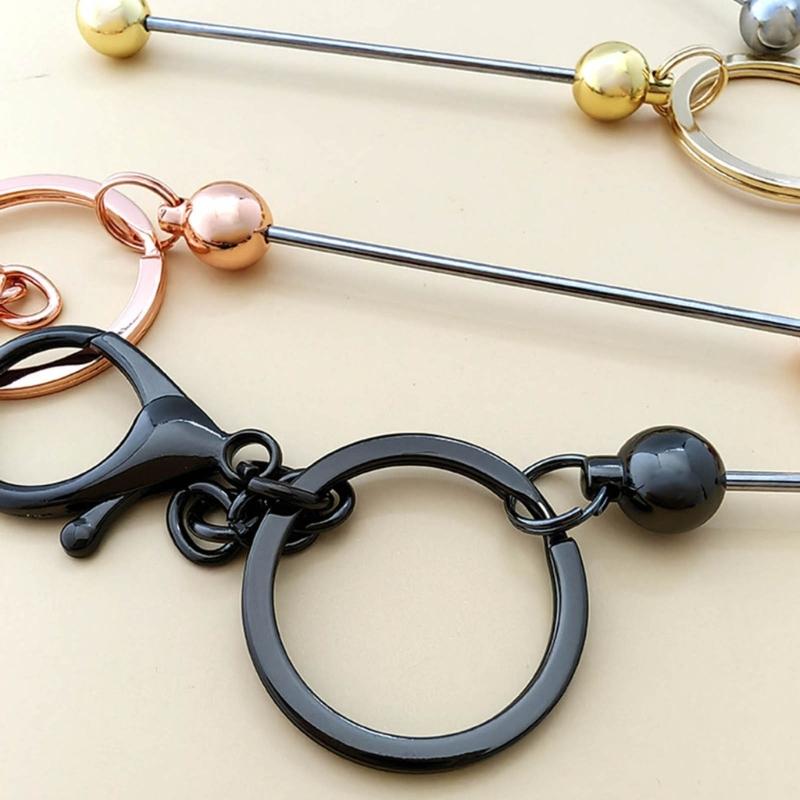 Metal Beaded Keys Chain Gradual Color Diy Beaded Stainless Steel Keychain Can Hang Cutlery Bottle Opener Wine Stopper