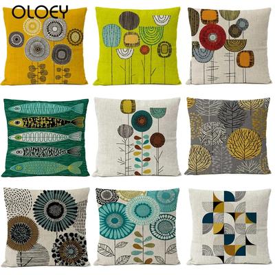Dekoratives Kissen für Zuhause Rustikal Geometrisch Floral Kissenbezug Mehrfarbig Blumen Kissenbezug Sofakissen 45*45cm