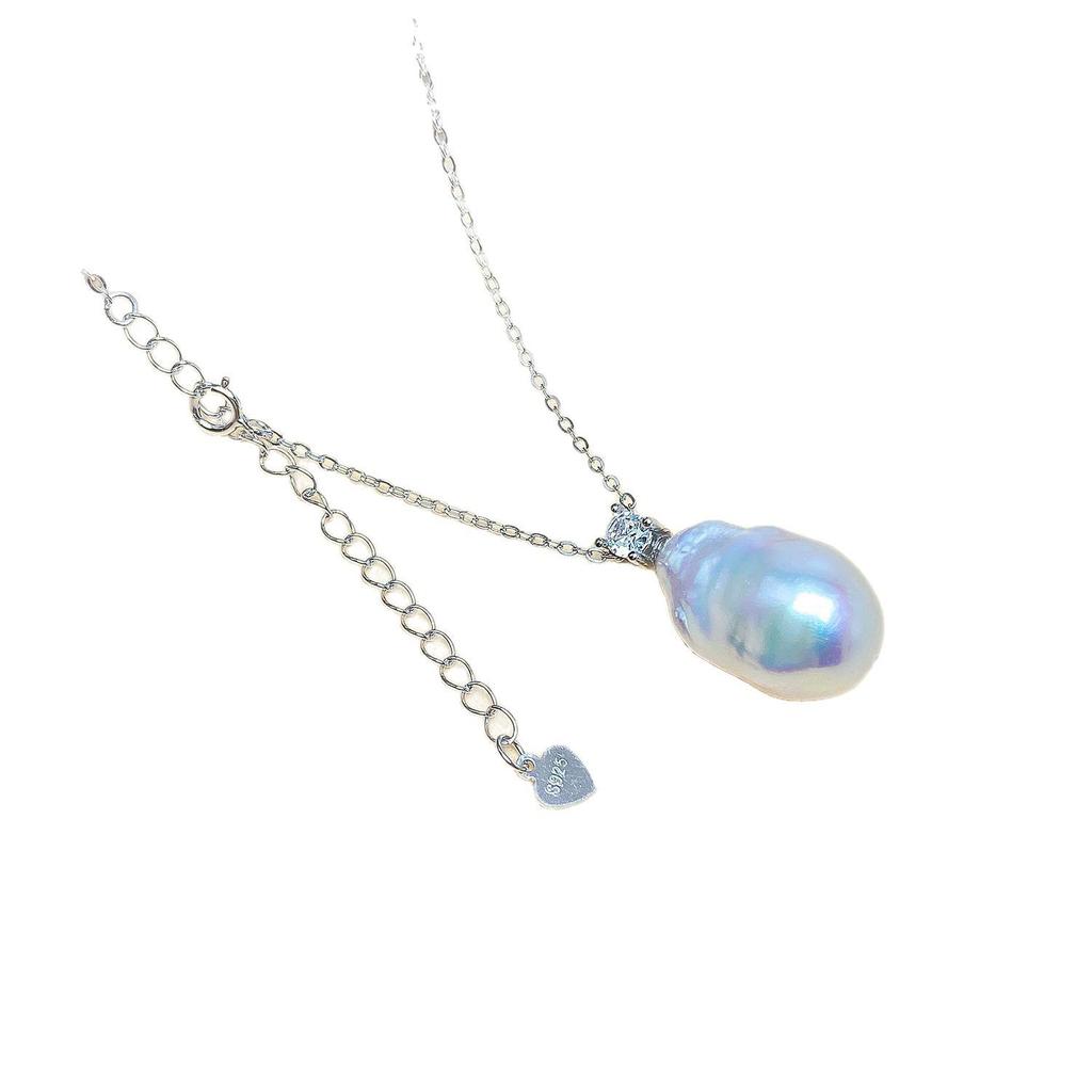 Elegant S925 Silver Baroque Freshwater Pearl Pendant Clavicle Chain Choker for Women