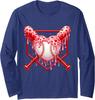 Valentines Day Baseball Ice Cream Drip Heart Cool Long Sleeve T-Shirt