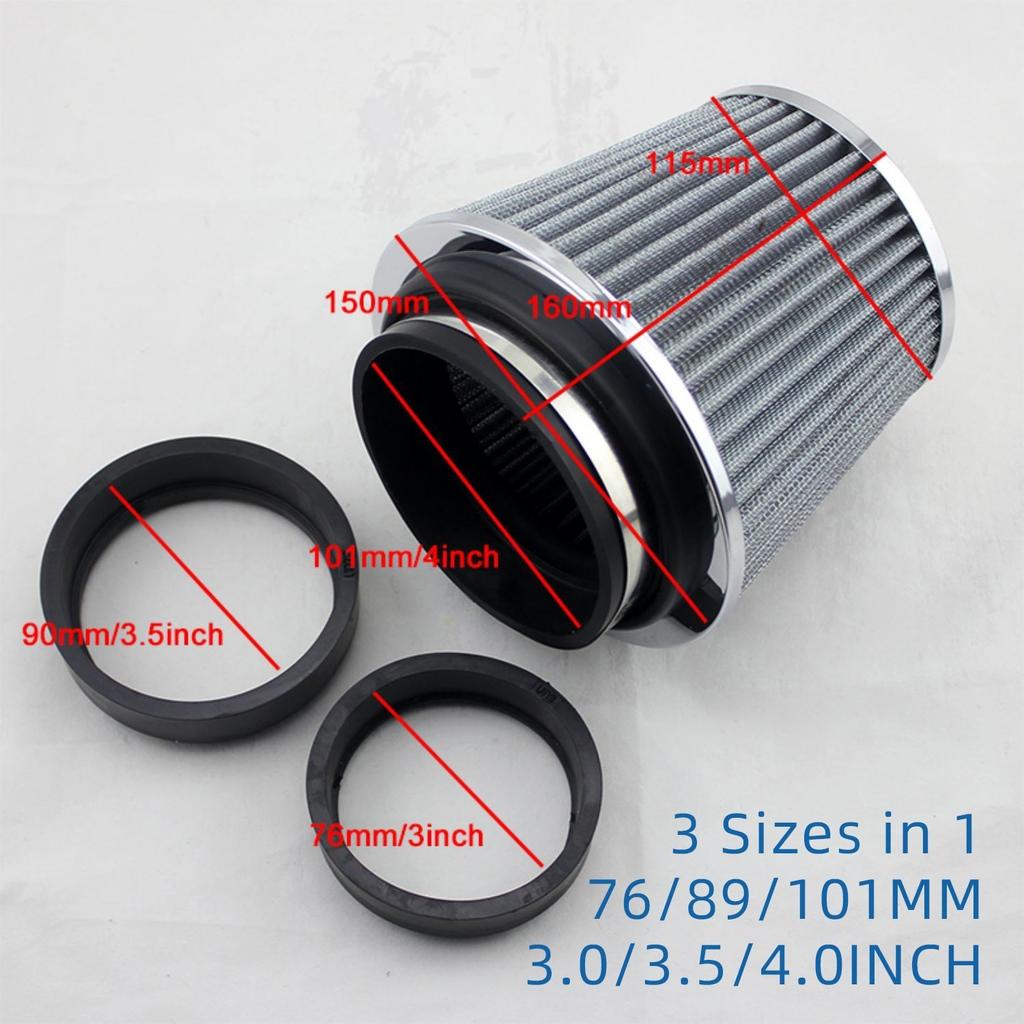 High Flow Intake Kit Cone Air Filter Adapter Cold Car Filters Racing 3" 3.5 4inch Sport System Performance Box 76MM 89MM 101MM