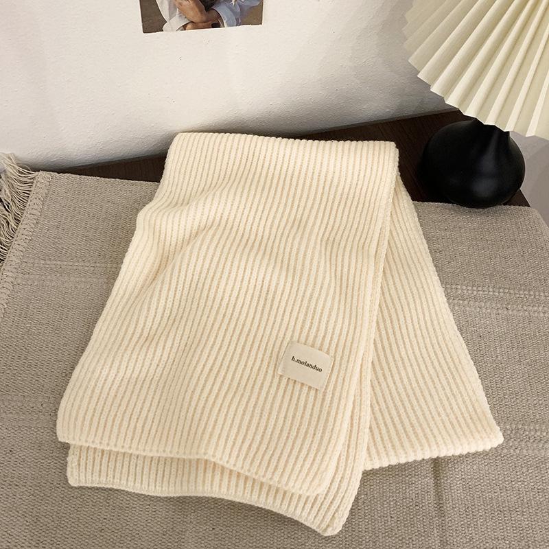 Korean-Style Houndstooth Knitted Round Neck Scarf - Warm, Versatile, Trendy Autumn/Winter Accessory