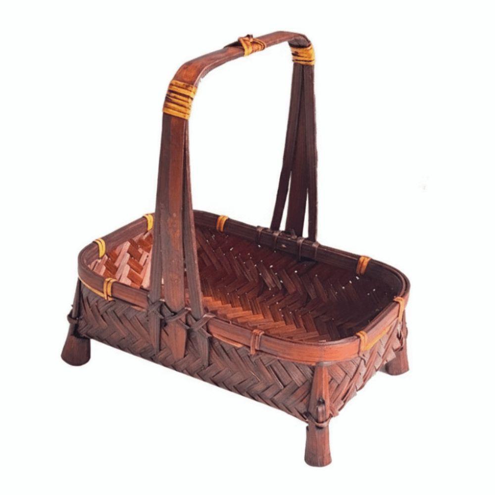 Multi-purpose Retro Bamboo Basket Bamboo Woven Small Size Fruit Basket Handmade Storage Basket Snack Fruit Organization