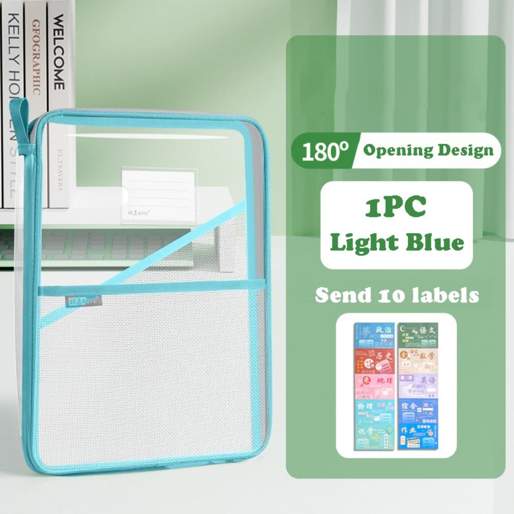 

ПВХ Папка-конверт A4 Водонепроницаемый Органайзер для файлов Портативная сумка для документов Школьные принадлежности светло-синий