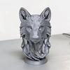 3D Printed Wolf Head Figurine, Realistic Wolf Head Statue with Round Base, Wild Animal Head Sculpture for Home Office Bookshelf