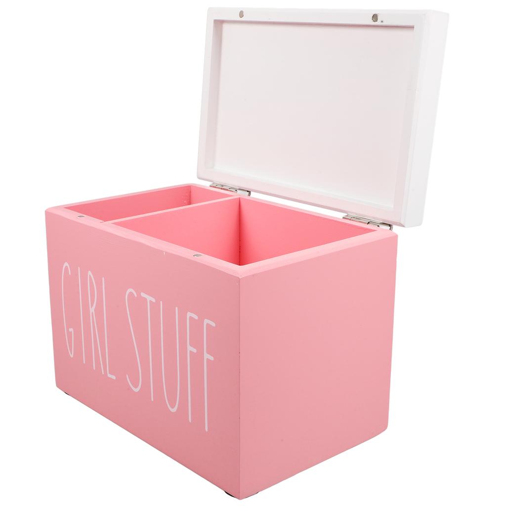 1pc Large Capacity Wooden Sanitary Napkin Storage Box Bathroom Organizer With Lid Period Pad Holder Feminine Product Container