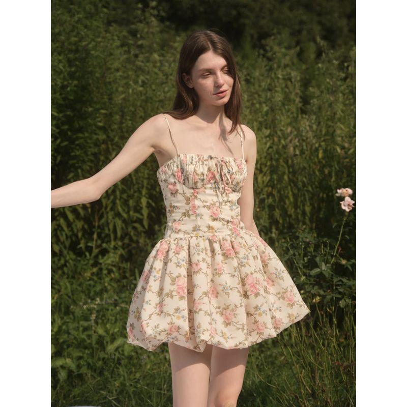 

French Style Design Floral Strap Princess Dress Castle Garden L