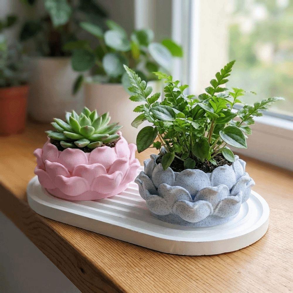 Plastic Growing Pots Lotus Shaped Nursery Pots Decorative Pot Flower Container  for Home Decoration