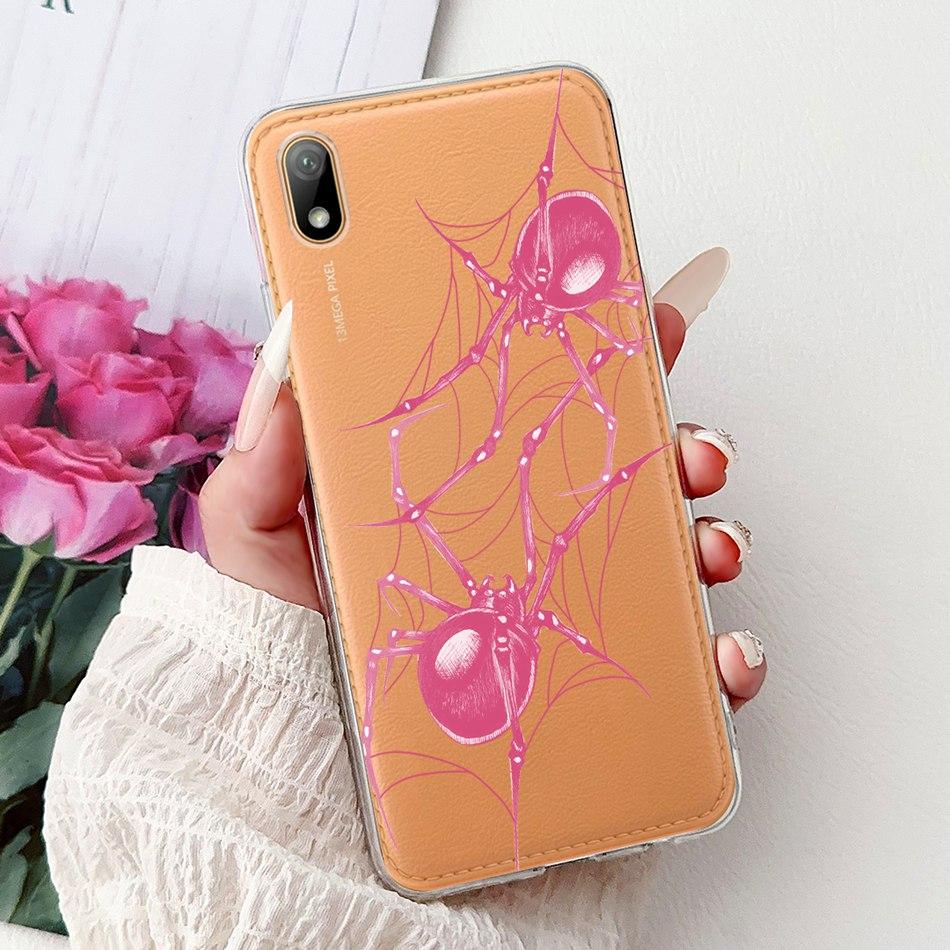 For Huawei Y5 (2019) Phone Case Y5 2019 AMN-LX9 Elegant Floral Cat Painted Soft Silicone Transparent TPU Cases