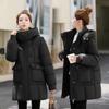 Removable sleeve medium and long cotton clothes women's new thickened warm loose hooded thin cotton coat