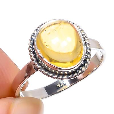 Natural Citrine Gemstone Handmade 925 Solid Sterling Silver Gift Ring S.7 d9E76