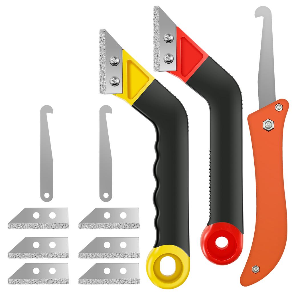 1Set Grout Removal Tool Kit with 6Knife Blade Beveled Emery Blade Grout Sealing Tools Grout Removal Tool for Floor Tile Cleaning