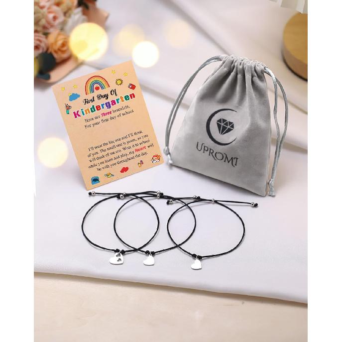 First Day of Kindergarten/Preschool Gift Back to School Bracelet Mommy and Me Matching Mother Daughter Bracelets Set for 3
