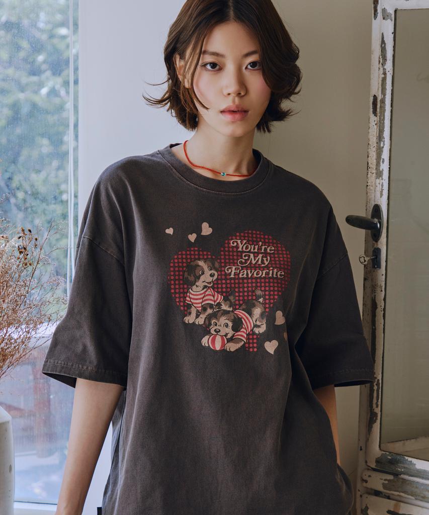 CPGN STUDIO My Puppy Pigment Short Sleeve Tee Brown