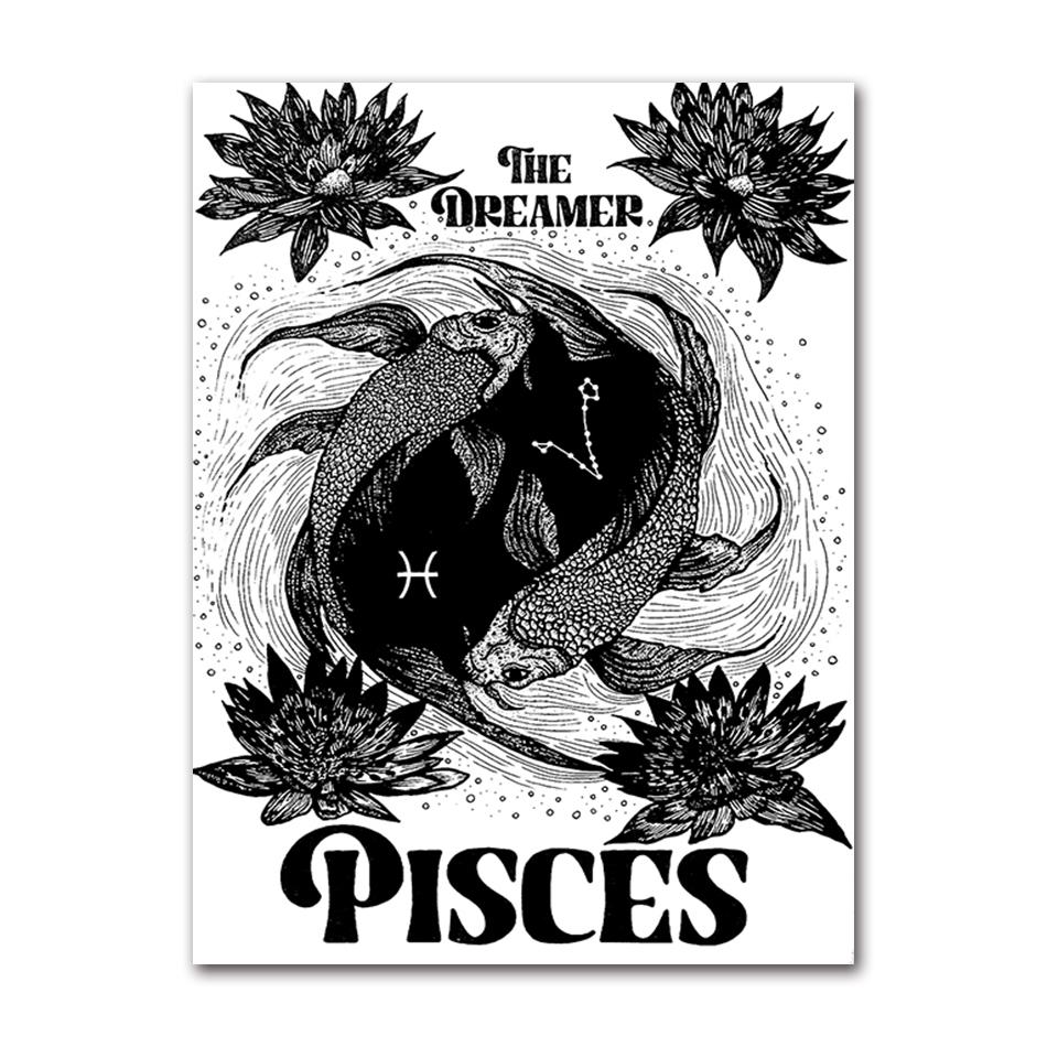 Zodiac Star Sign Wall Art Canvas Painting Astrology Posters Prints Boho Cancer Libra Gemini Constellation Living Room Home Decor