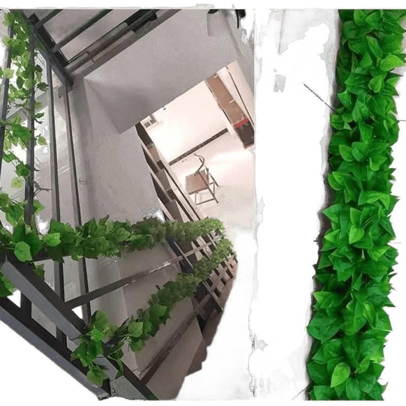Artificial Rattan Pothos Vine Leaves: Decorative Green Plastic Foliage for Water Pipe and Air Conditioner Covers
