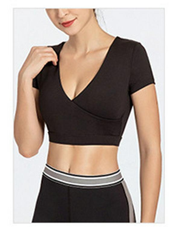 Women's Quick-Dry Yoga Top - Loose Fit, Stylish Back, Fitness T-Shirt