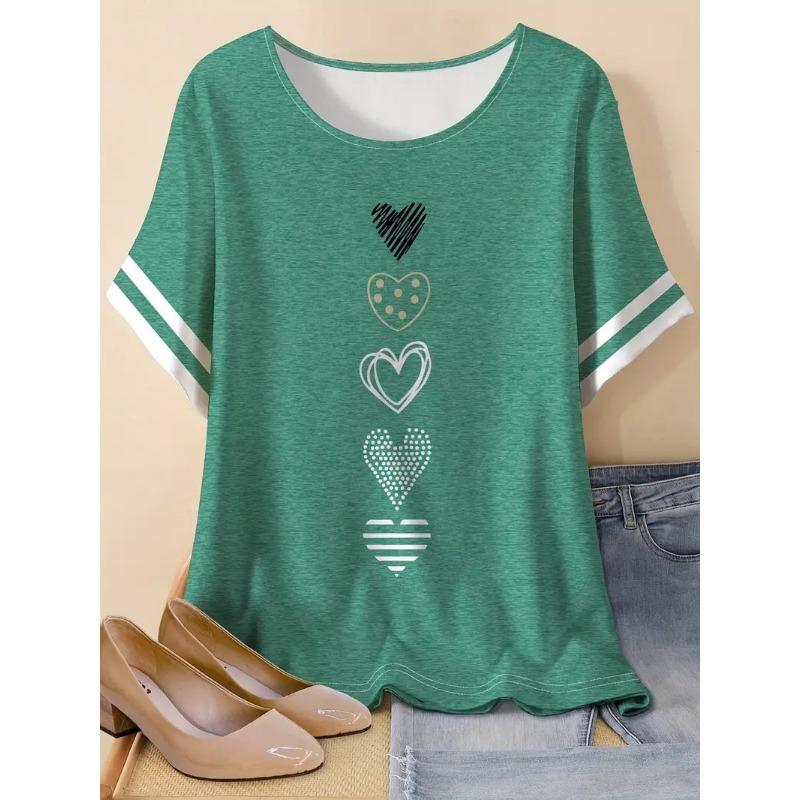 Summer Round Neck 3D Retro Ethnic Style Printed Top Fashionable Casual Short Sleeved Women's Plus SizeT-shirts