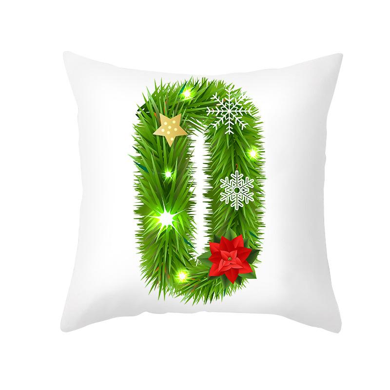 Christmas Pillow Cover Cartoon Green Letter Series Office Pillow Cover Printed Cushion Cover Cross-border
