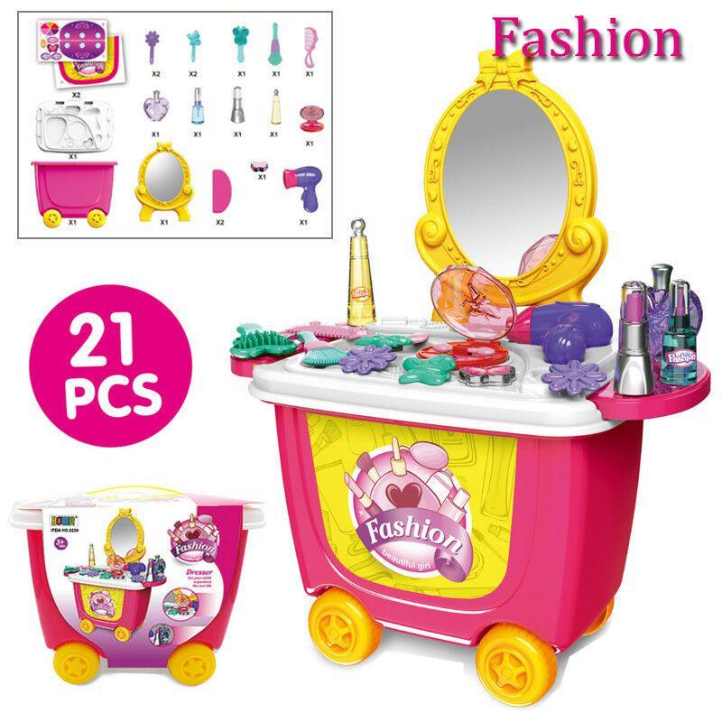 Cute Simulation Kids Ice Cream Shop Kitchen Cart Pretend Toy Set Role Play Gift