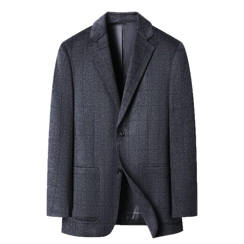 High-end Wool + Cashmere Men's Business Casual Wool Coat Autumn and Winter Plaid Formal Wool Suit