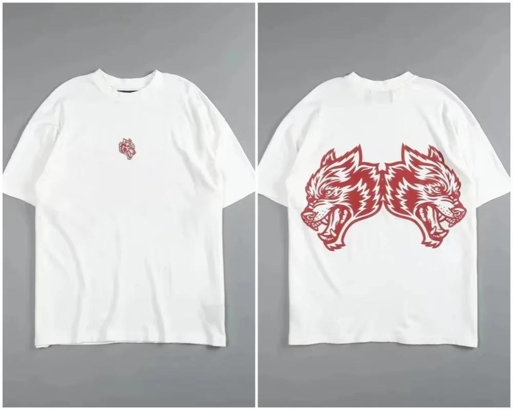 Retro Wolf Head High End Fitness Street Fashion Brand Tshirt Cotton Graphic Tee Unisex Unisex Summer Streetwear