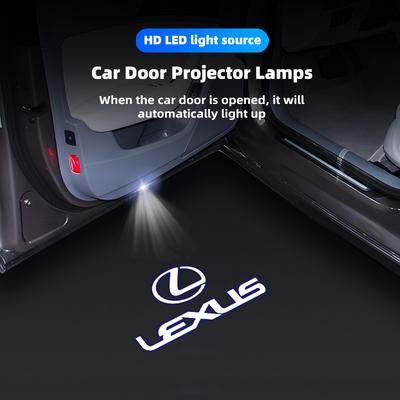 2Pcs Car Door Welcome Lamp HD LED Emblem Projector Lights For F-SPORT ES RX NX LS UX LM LX GX LC RZ IS CT GS RC HS SC TX