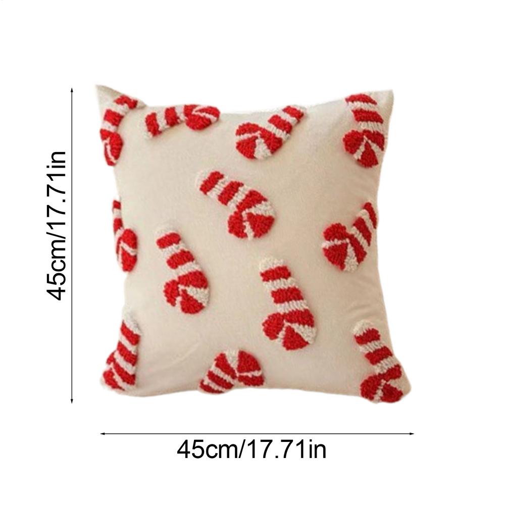 Christmas Candy Cane Pillow Cover 45x45cm Holiday Sofa Bedside Pillows Case Christmas 3D Plush Candy Cane Pillowcase