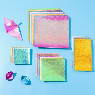 50 Blatt glitzerndes Origami-Papier, quadratisch, Faltpapier, einseitig, gemischte Farben, Scrapbooking, Dekor, handgefertigtes Material