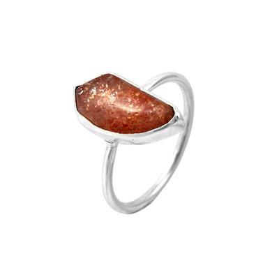 Natürlicher Drachen-Sonnenstein Edelstein 925 Sterlingsilber Ring 8 US Geschenk