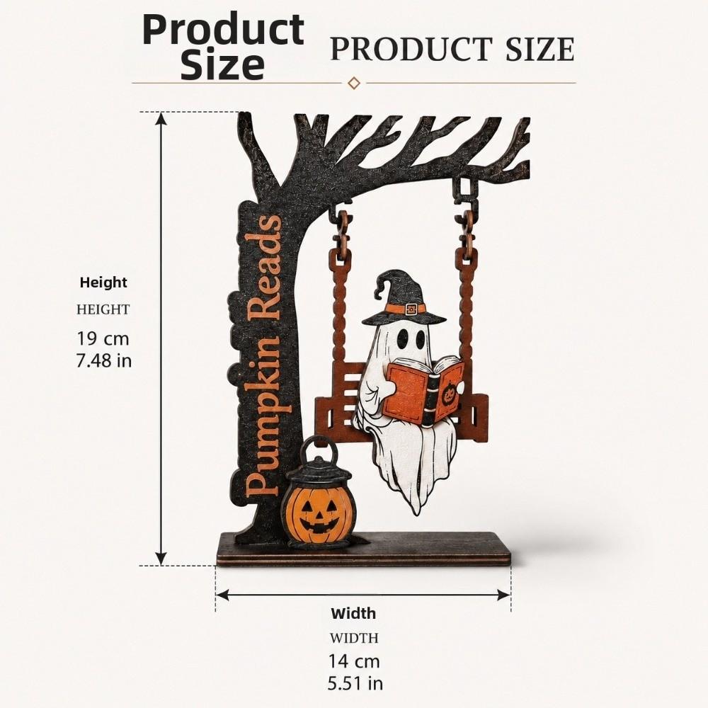 New Wooden Decorative Statue Swing Style Spirit Pumpkin Desktop Ornament Halloween Theme Display Figurines Gift Giving